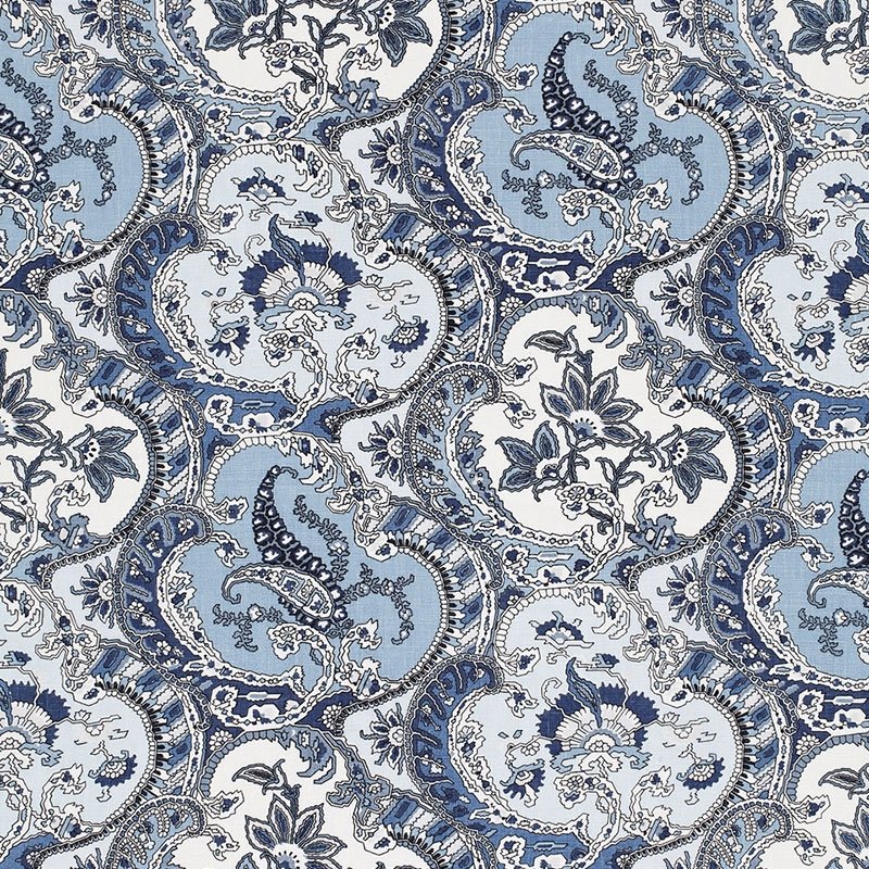 Purchase sample of 175553 Pickfair Paisley, Pacific by Schumacher Fabric