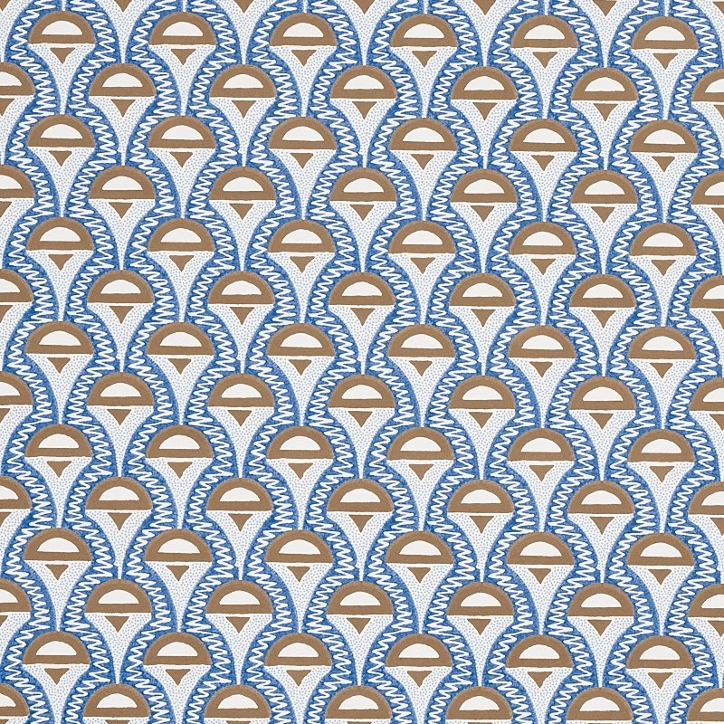 Purchase 5012081 Abelino Blue and Brown Schumacher Wallcovering Wallpaper