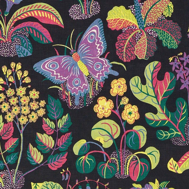 Purchase sample of 176182 Exotic Butterfly, Black by Schumacher Fabric