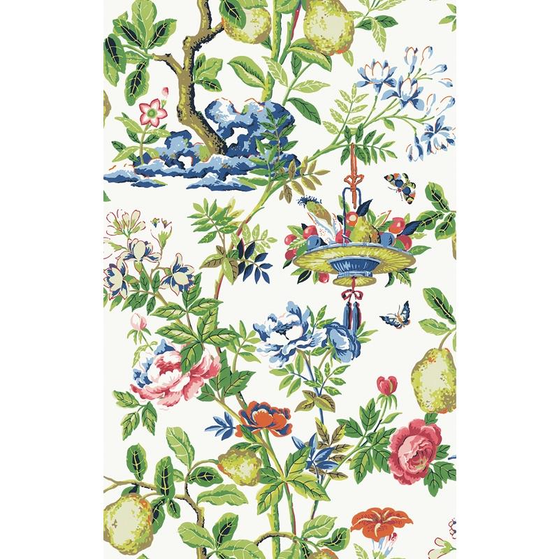Sample SCS3840 Scalamandre, Bloom Shantung Garden Scalamandre Self Adhesive Wallpaper by NuWallpaper