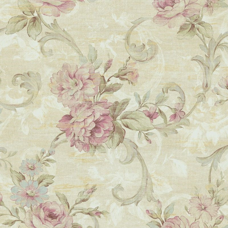 Find AR31201 Nouveau Large Floral Scroll by Wallquest Wallpaper