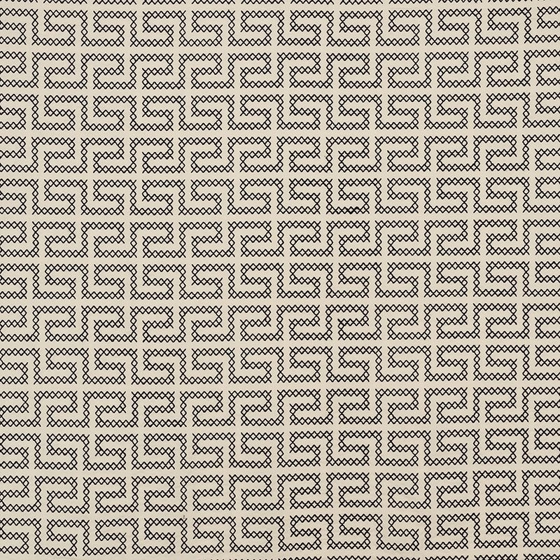 Purchase sample of 70230 A Maze Embroidery, Black On Ivory by Schumacher Fabric