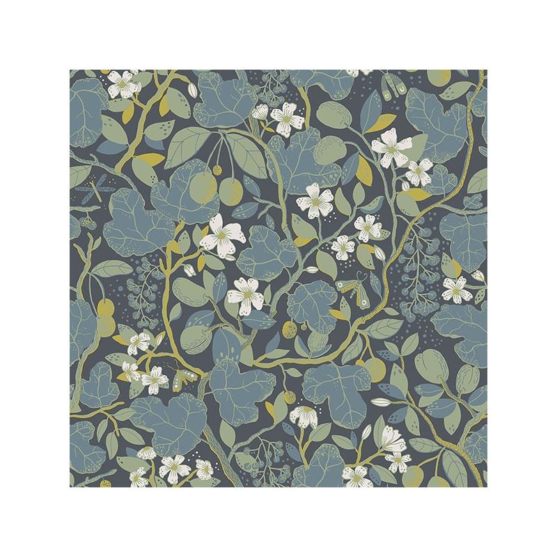Sample 2932-65122 Lina, Ewald Blue Garden Vines  by A-Street Prints Wallpaper