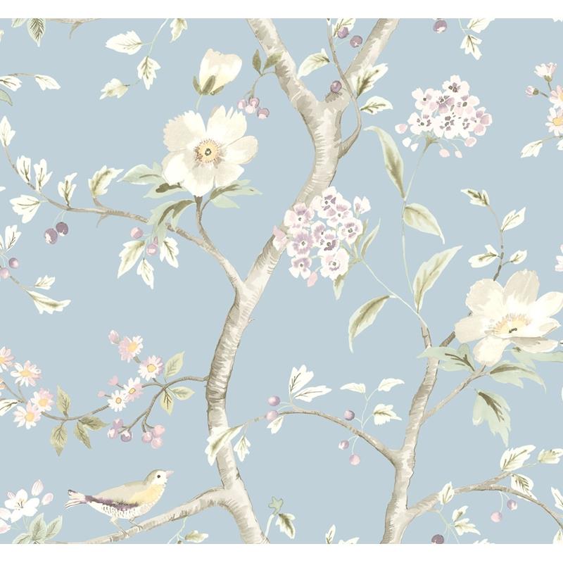 Search LN11112 Luxe Retreat Southport Floral Trail Blue by Seabrook Wallpaper