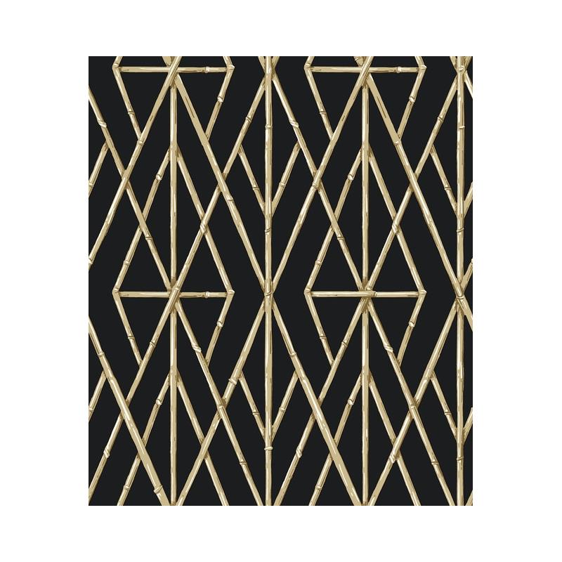 Sample CV4448 Water's Edge Resource Library, Riviera Bamboo Trellis Black York Wallpaper