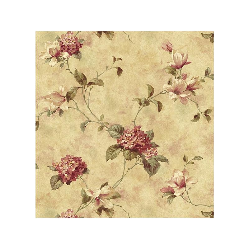 Sample 3123-76304 Homestead, Magnolia Yellow Hydrangea Trail by Chesapeake Wallpaper