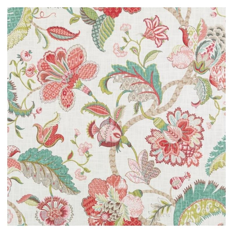 42424-138 | Rose/Green - Duralee Fabric