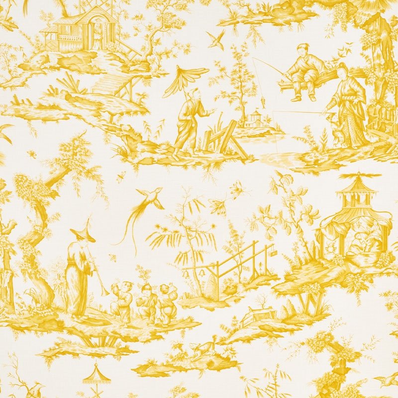 Purchase sample of 175805 Shengyou Toile, Yellow by Schumacher Fabric