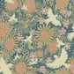 Sample 4111-63007 Briony, Dramma Teal Songbirds and Sunflowers Wallpaper by A-Street Prints Wallpaper