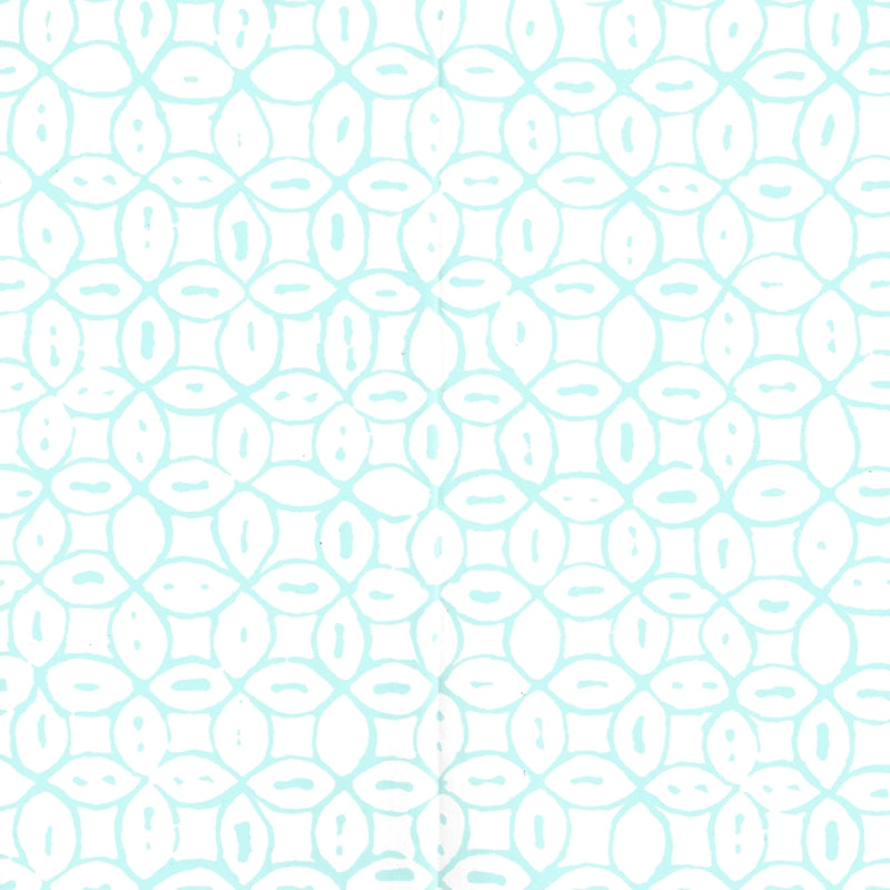 Sample 6450-12WP Melong Batik, Turquoise on White by Quadrille Wallpaper