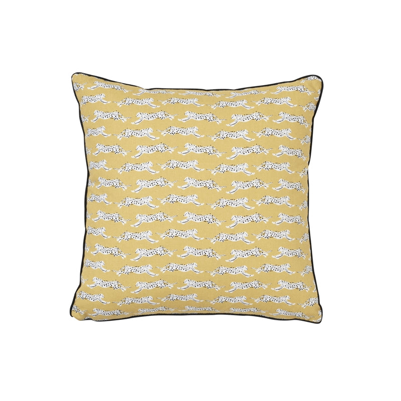 So17774003 | Leaping Leopards 16" Pillow, Yellow - Schumacher Pillows