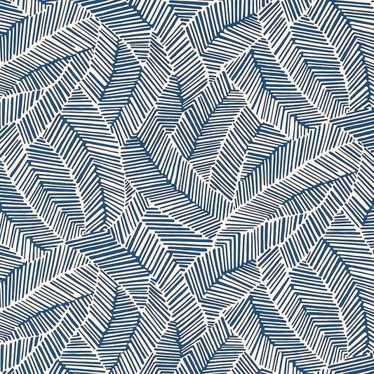 Acquire 5007533 Abstract Leaf Navy Schumacher Wallpaper