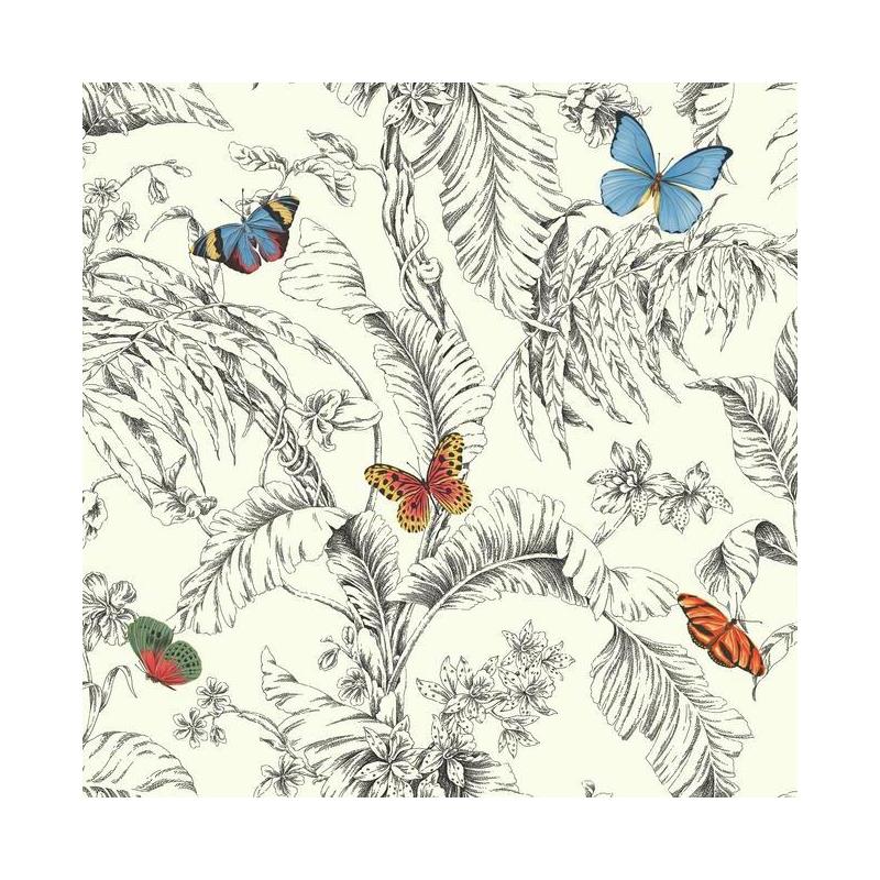 Sample AF2025 Ashford Toiles, Papillon  color red Bugs by Ashford House Wallpaper
