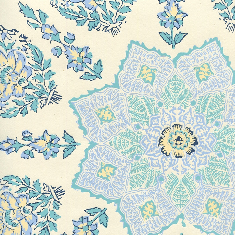 Looking HC1490W-01WP Persepolis Celeste Blue On Off White by Quadrille Wallpaper