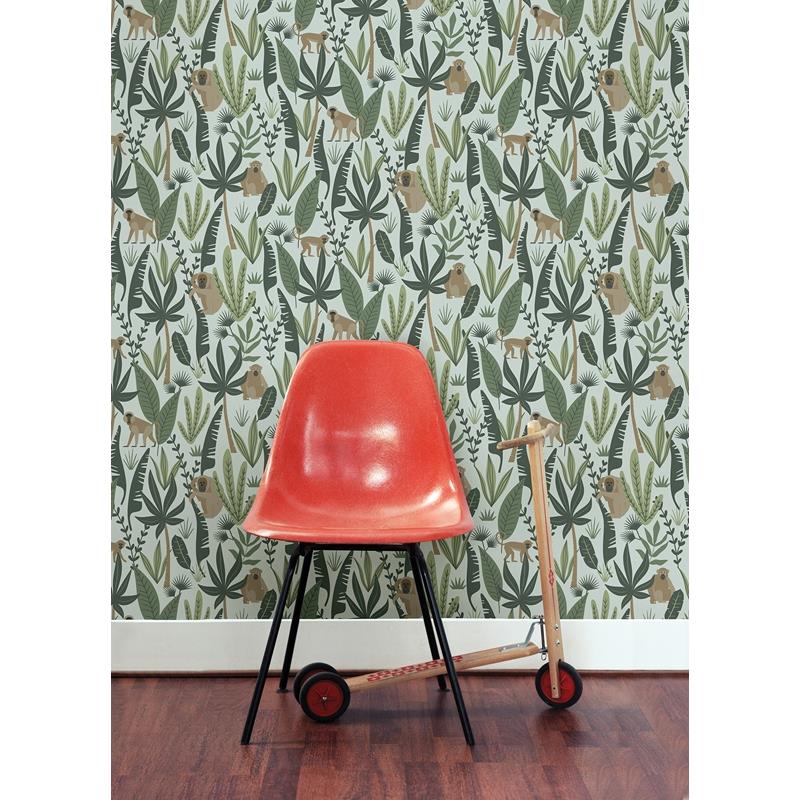 4060-139073 Fable Kiki Green Monkeys Wallpaper by Chesapeake,4060-139073 Fable Kiki Green Monkeys Wallpaper by Chesapeake2