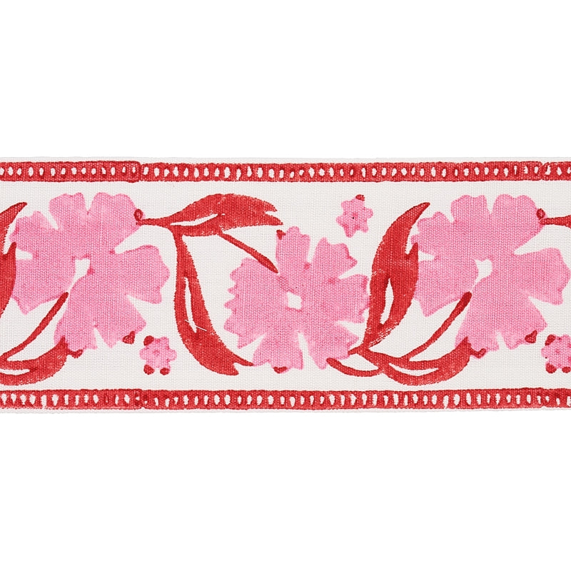 Sample 74403 Adra Hand Blocked Tape, Pink and Red By Schumacher Trim