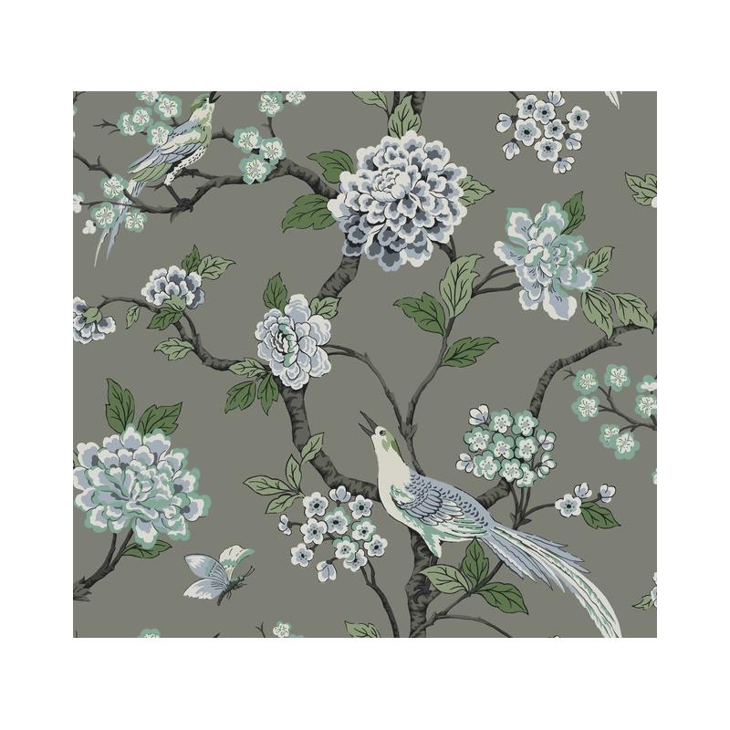 Sample GR5933 Grandmillennial, Fanciful Gray York Wallpaper