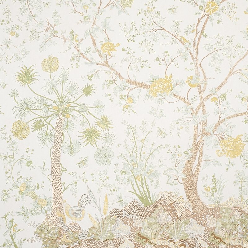 Select 5012332 Amaltas Panel Green and Yellow Schumacher Wallcovering Wallpaper