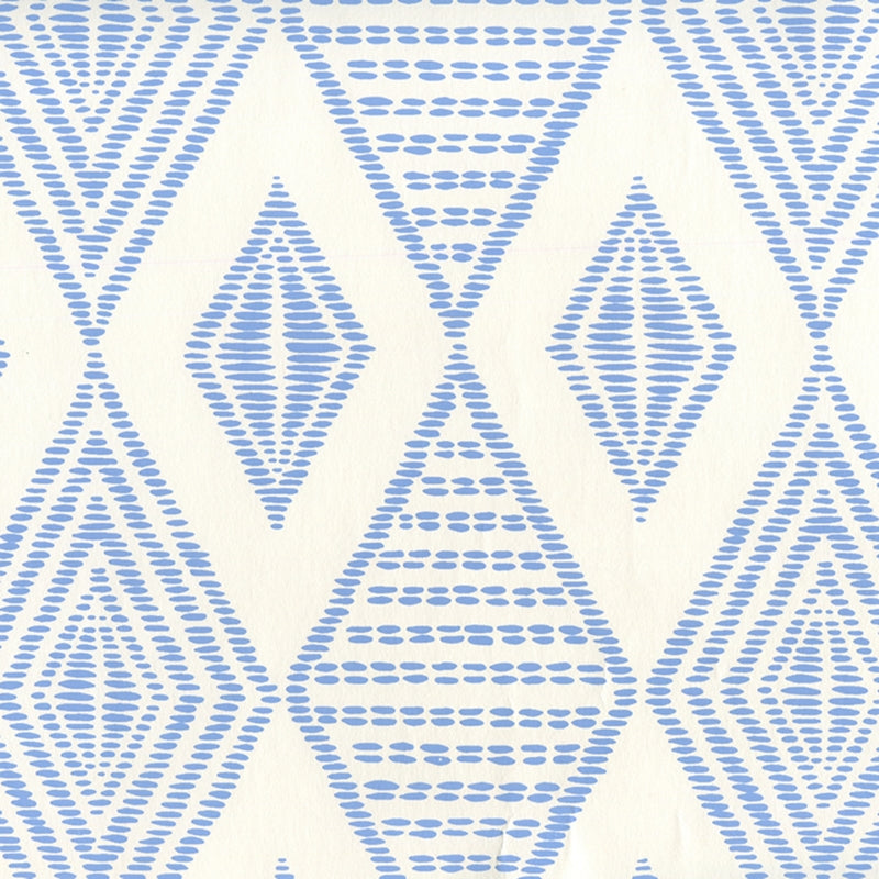 Sample AP850-05 Safari Embroidery, French Blue on Almost White by Quadrille Wallpaper