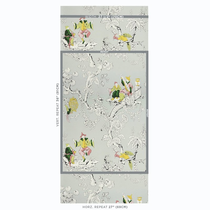 Buy 5011652 Chinoiserie Moderne Soft Grey Schumacher Wallcovering Wallpaper
