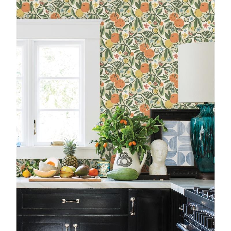 PLS4200 Pip &amp; Lo Ochre Clementine Garden Peel &amp; Stick Wallpaper by NuWallpaper2