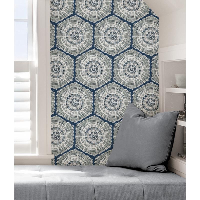 LLS4122 Lisa Love Navy Harmony Peel &amp; Stick Wallpaper by NuWallpaper5