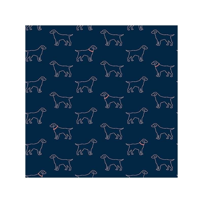 Sample 3122-10402 Flora and Fauna Yoop Dark Blue Dog by Chesapeake Wallpaper