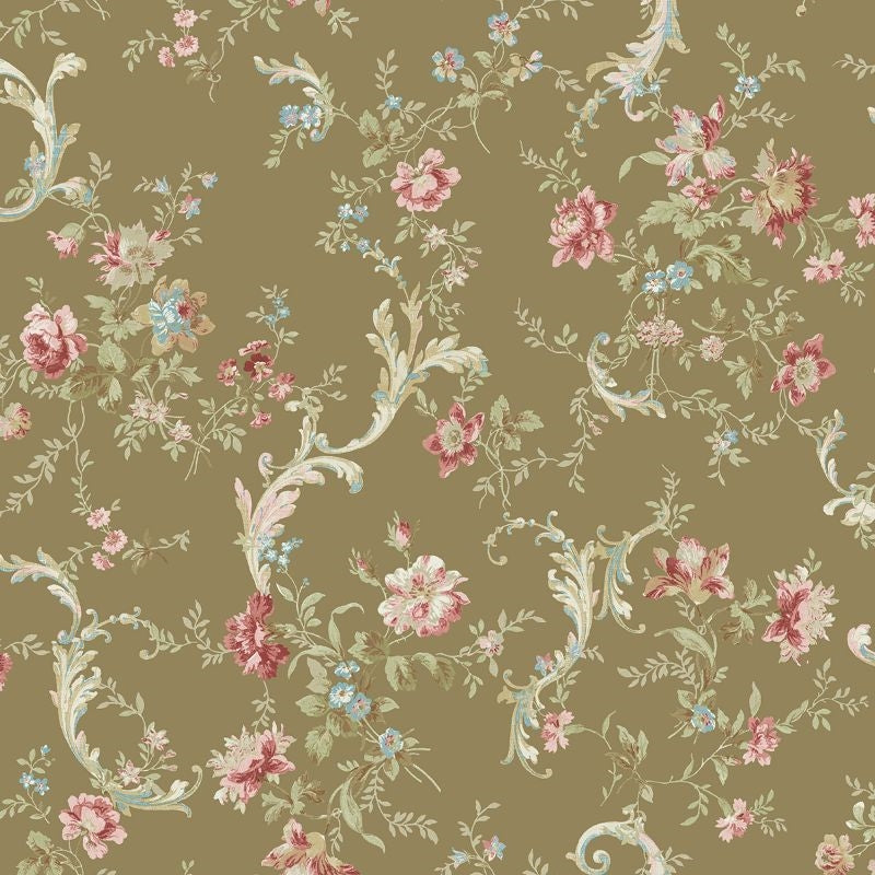 Buy FG70505 Flora Florals With Scroll by Wallquest Wallpaper