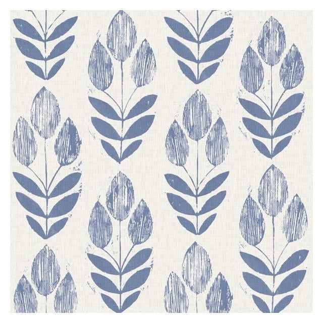 Purchase sample of 2535-20652 Simple Space 2, Scandinavian Blue Block Print Tulip by Beacon House Wallpaper