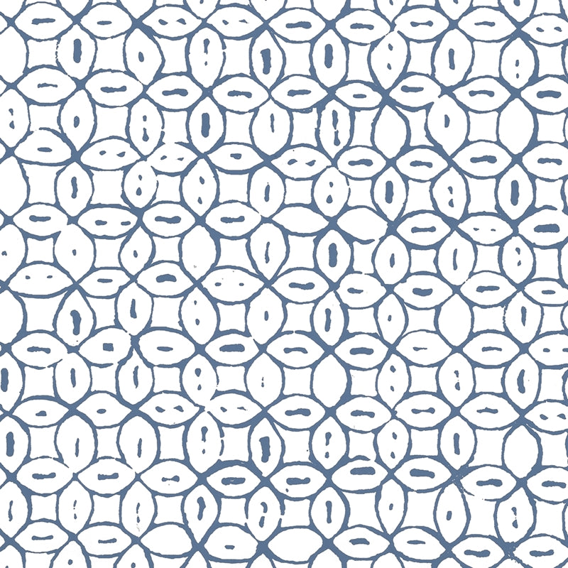 Sample 6450-05WWP Melong Batik, Navy on White by Quadrille Wallpaper