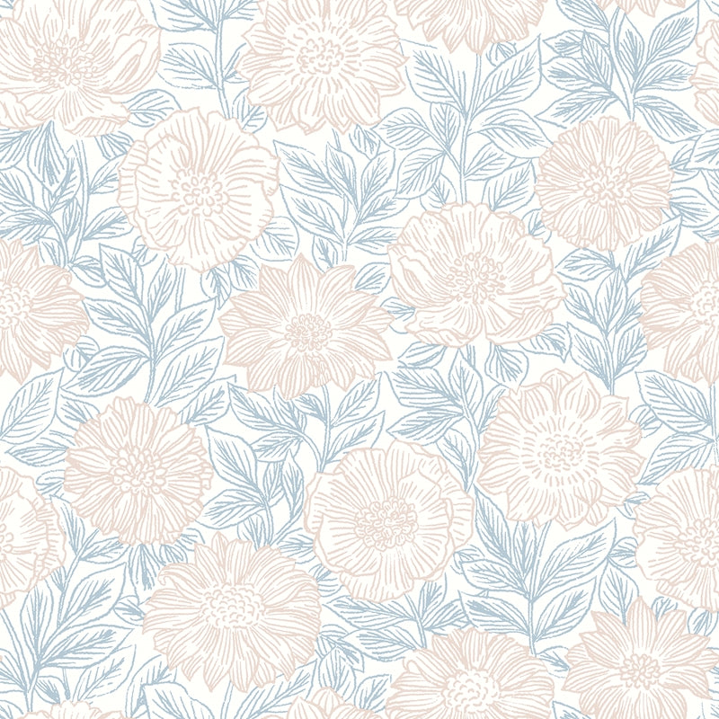 Sample 4072-70046 Delphine, Faustin Blush Floral Wallpaper by Chesapeake