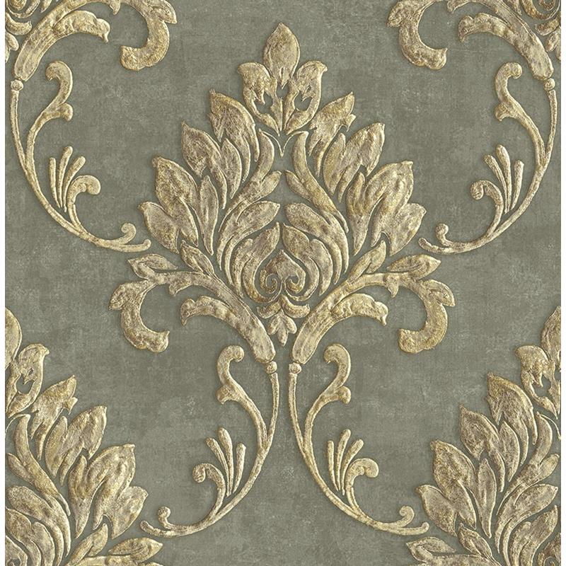 Looking MT81605 Montage Brown Damask by Seabrook Wallpaper