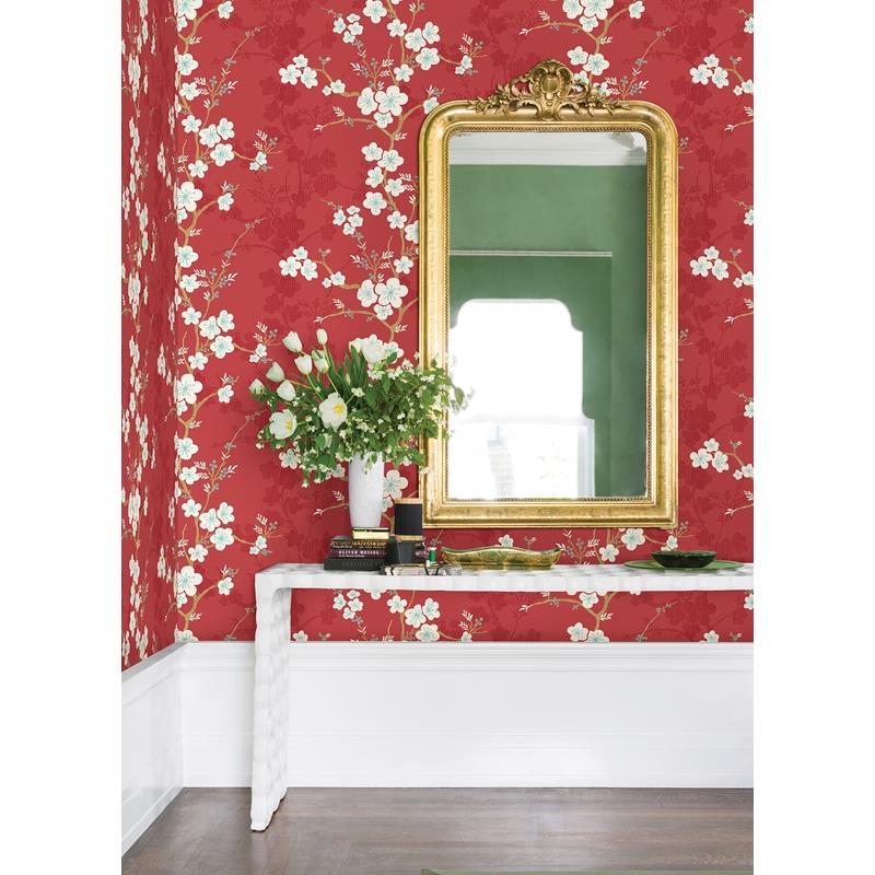 Find 2973-90101 Daylight Nicolette Red Floral Trail Red A-Street Prints Wallpaper