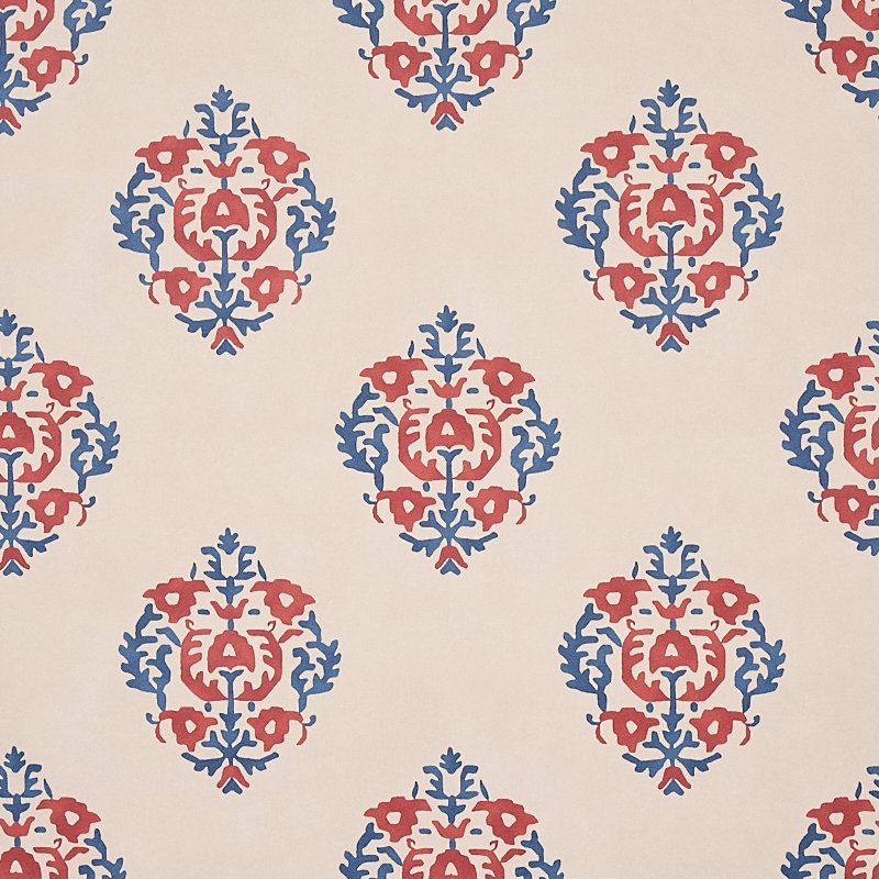 Acquire 5012882 Constantine Red and Blue Schumacher Wallcovering Wallpaper