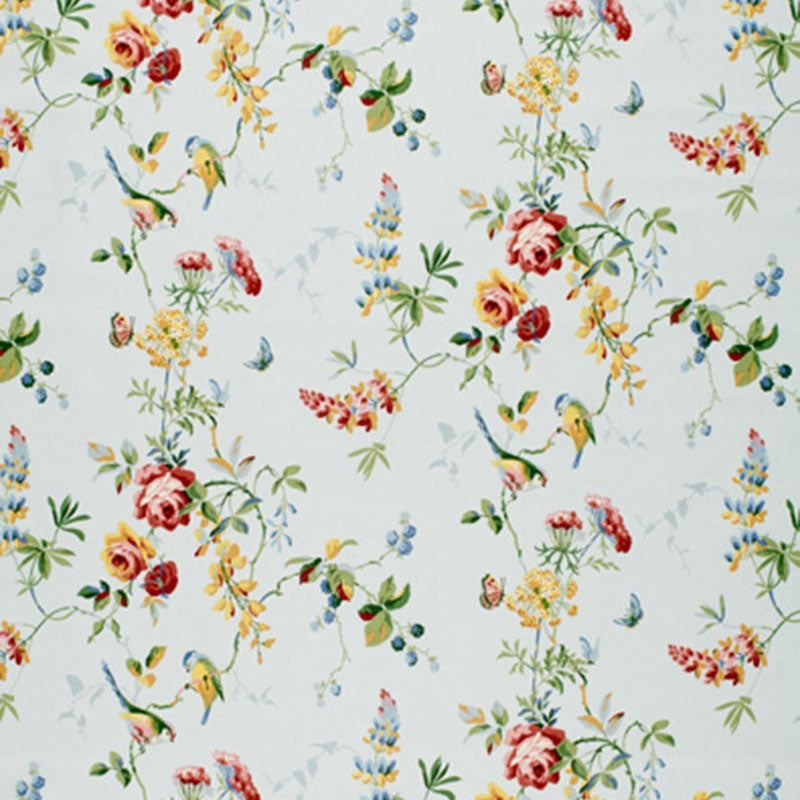 View 1235014 Chickadee Floral Sky by Schumacher Fabric