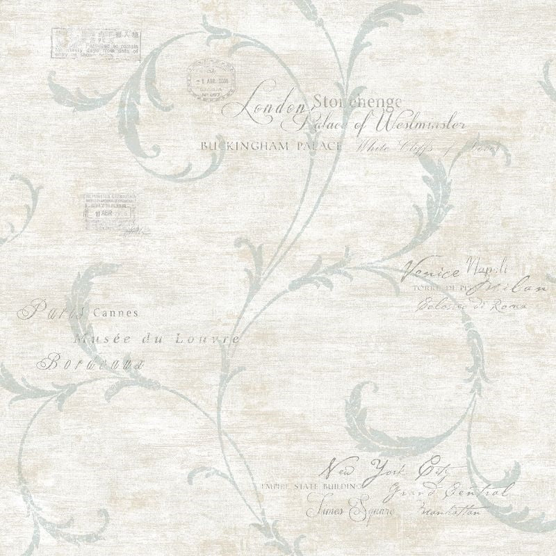 Sample MV82108 Vintage Home 2 Scroll and Stamps Wallquest