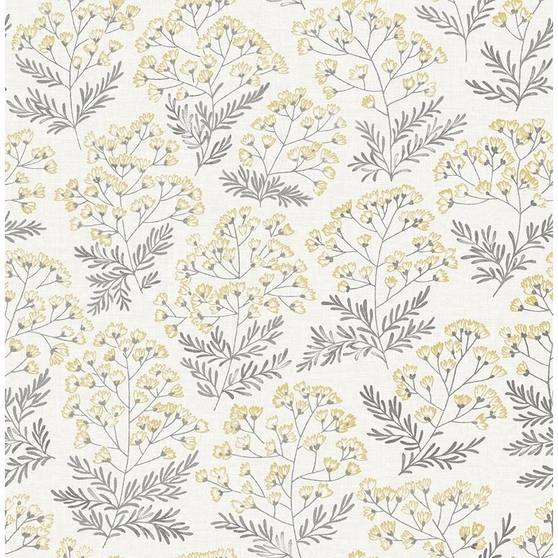Sample NUS3546 Yellow Wethersfield, Flowers Peel and Stick Wallpaper