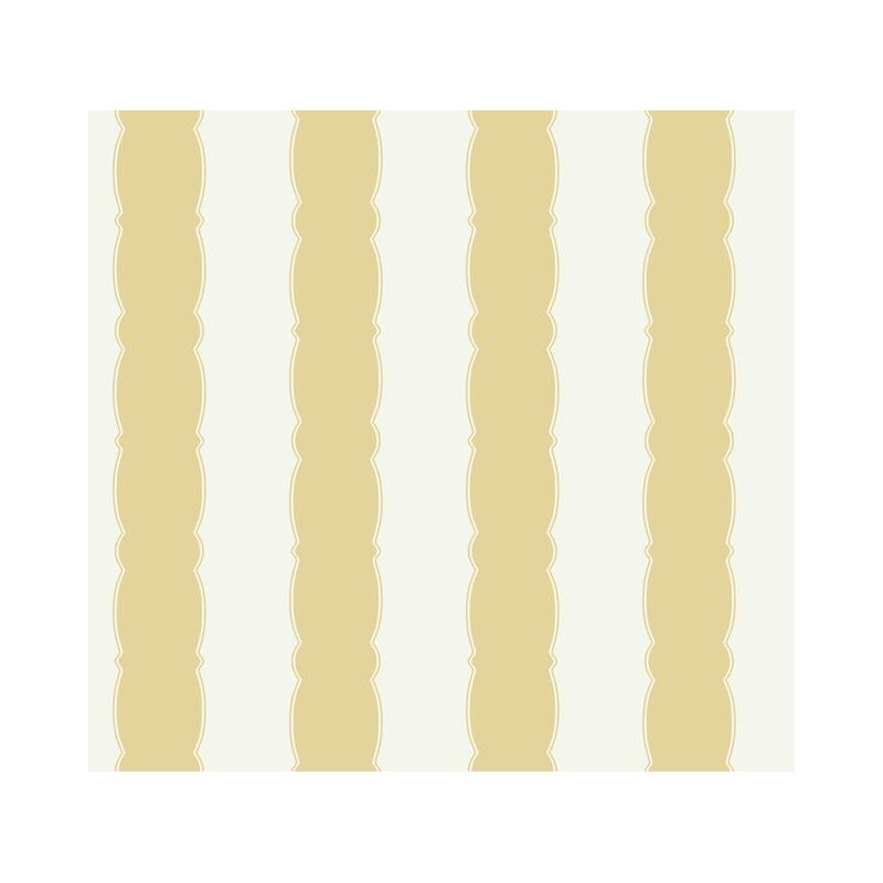 Sample GR6016 Grandmillennial, Scalloped Stripe Yellow York Wallpaper