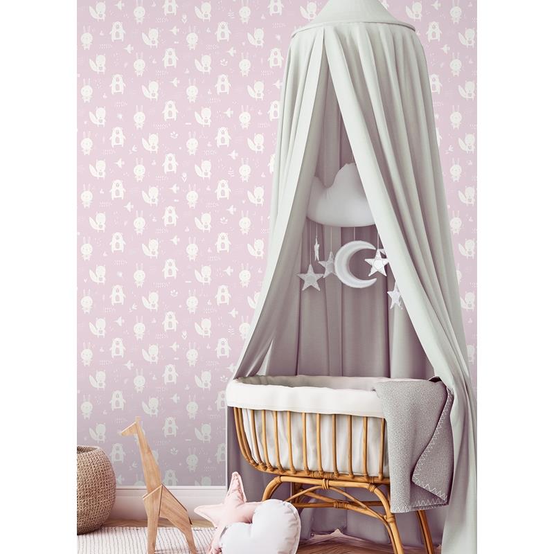 4060-91303 Fable Bitsy Pink Woodland Wallpaper by Chesapeake,4060-91303 Fable Bitsy Pink Woodland Wallpaper by Chesapeake2