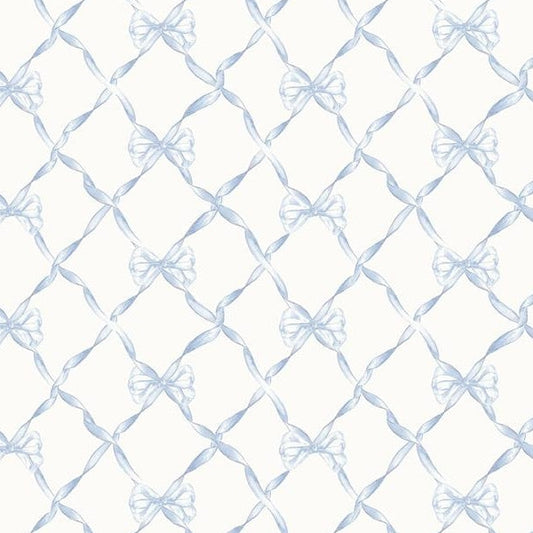 Select AST4168 LoveShackFancy Baby Bow Blue Bella Ribbon Trellis Blue Bella Ribbon A-Street Prints Wallpaper