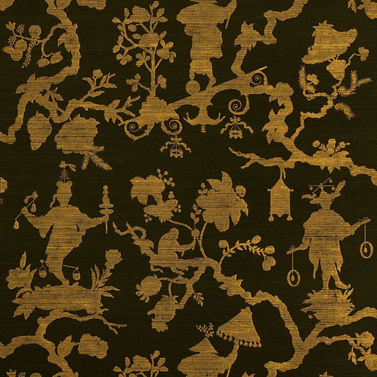 Shop 5008254 Shantung Silhouette Sisal Gold On Jet Schumacher Wallpaper