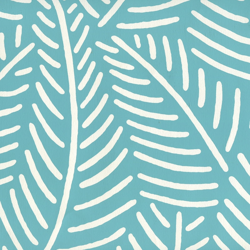 Sample CP1025W-03 Sauvage Reverse, Dark Turquoise On Almost White by Quadrille Wallpaper