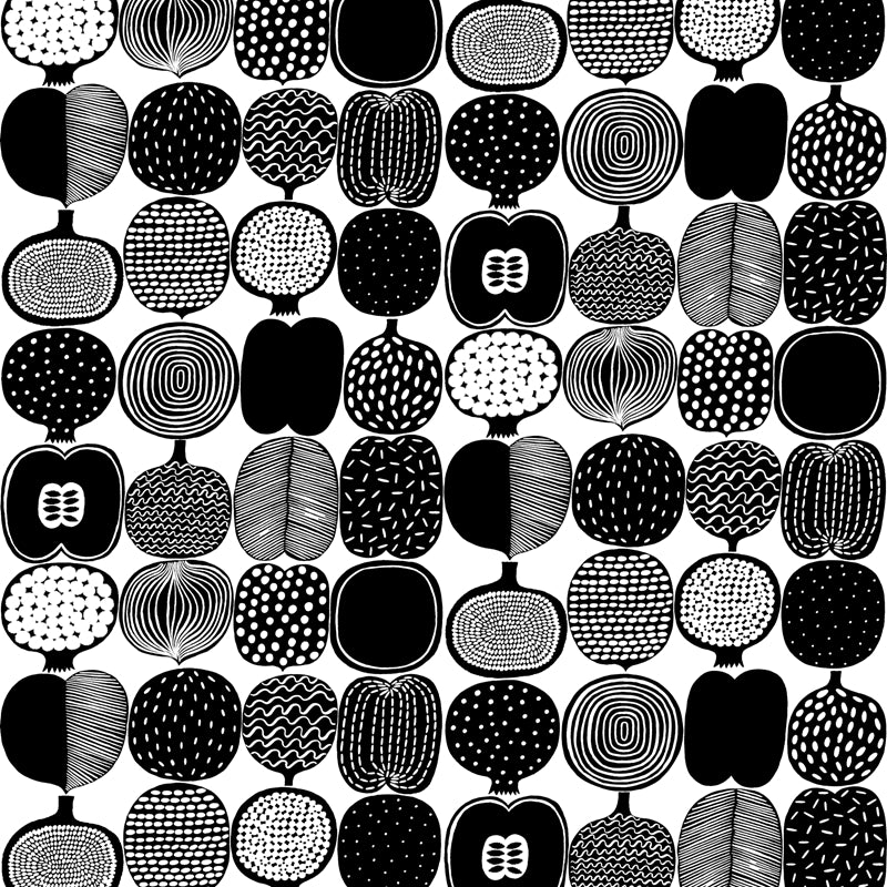 MKS4501 Marimekko Black and White Kompotti Peel &amp; Stick Wallpaper by NuWallpaper