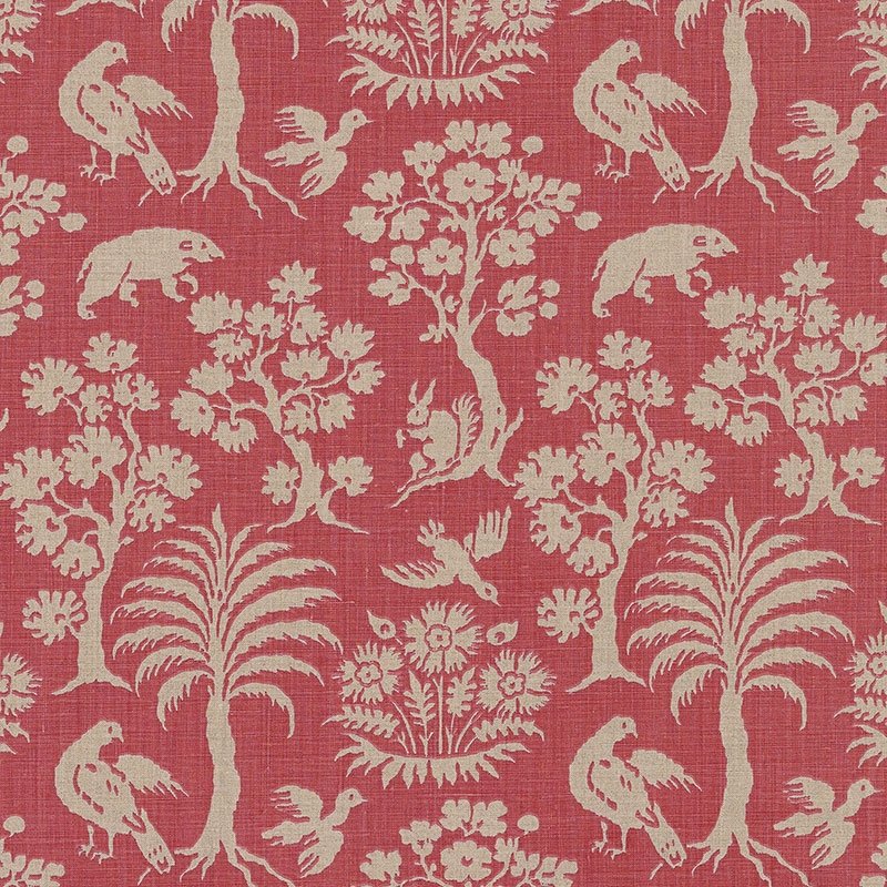 Purchase sample of 176171 Woodland Silhouette, Rhubarb by Schumacher Fabric