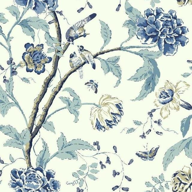 Shop EB2076 Teahouse Floral Cobalt Blues by Inspired by Color Wallpaper