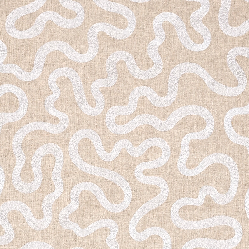 Purchase sample of 80792 Riley Embroidery, Ivory On Natural by Schumacher Fabric