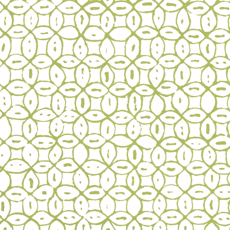 Sample 6450-04WWP Melong Batik, Jungle Green on White by Quadrille Wallpaper