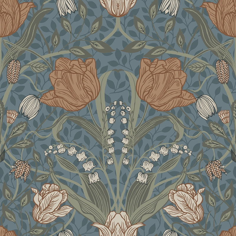 Sample 2999-33009 Annelie, Filippa Blue Tulip by A-Street Prints Wallpaper