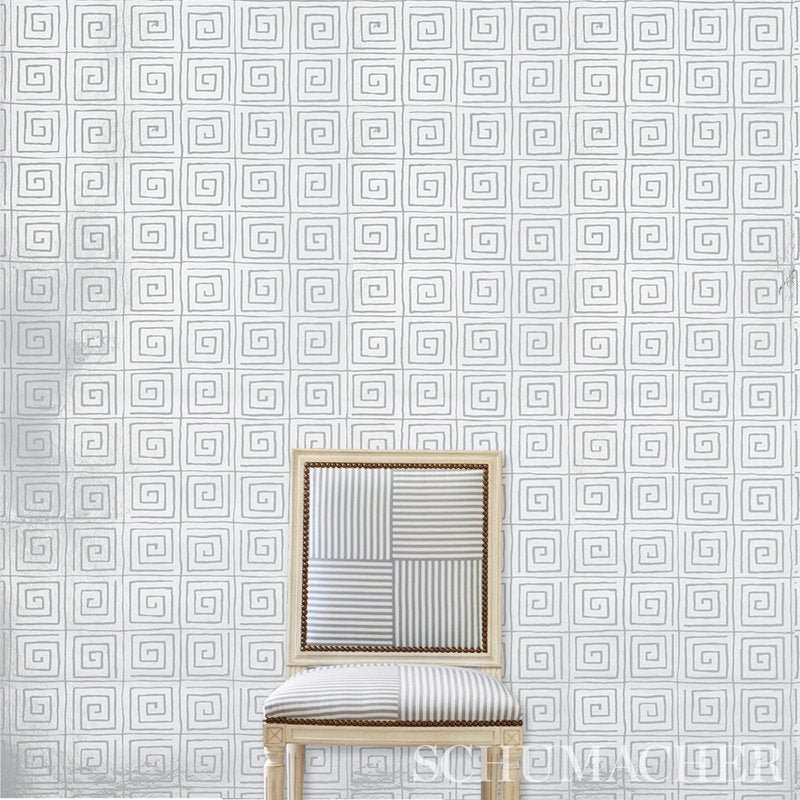 Purchase 5012590 Trousdale Metallic Platinum Blanc Schumacher Wallcovering Wallpaper