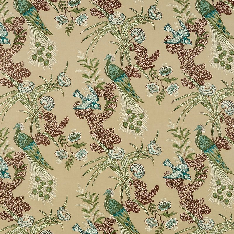 Purchase sample of 175914 Peacock, Beige by Schumacher Fabric